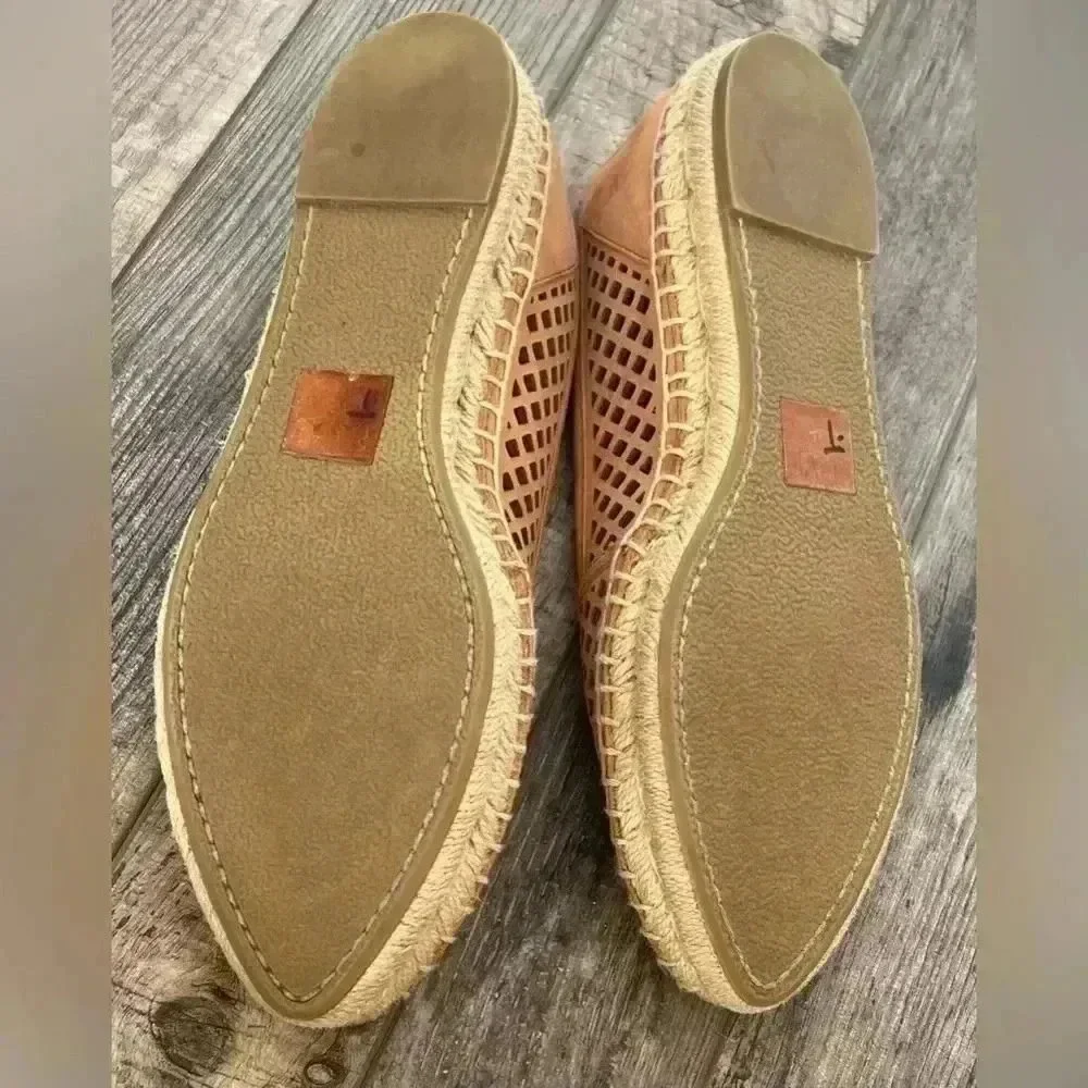 Frye Lee A line perforated espadrille sz 8 Slip on sandal leather jute shoe